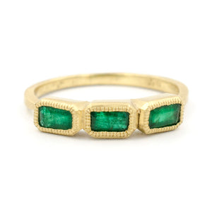 Three's a Charm Emerald Cut Emerald Ring