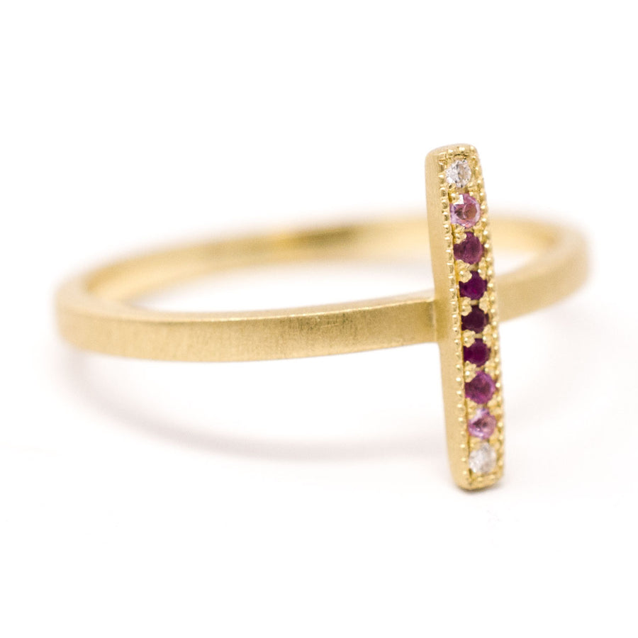 Blockette Ruby Ombre Line Ring