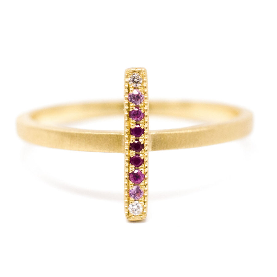 Blockette Ruby Ombre Line Ring