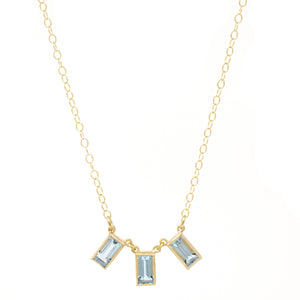 Trinity Emerald Cut Blue Topaz Necklace
