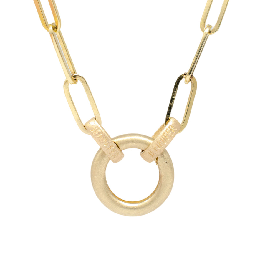 Large paperclip chain with circle bail and Dawes links