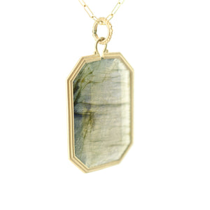 Clover Emerald Cut Labradorite Necklace