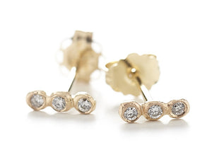 Dewdrop Diamond Line Stud Earrings