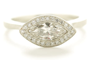 Etruscan Marquise Diamond Halo Ring