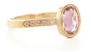 Hewn Oval Pink Sapphire Pave Ring