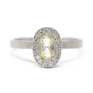 Lux Oval Platinum Yellow Diamond Ring