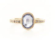 Hewn Oval Sapphire Pave Ring