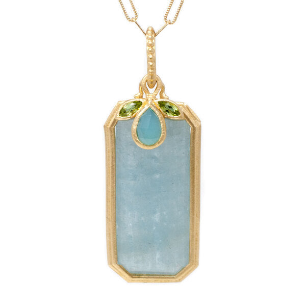 Clover Aquamarine Posy Charm Necklace