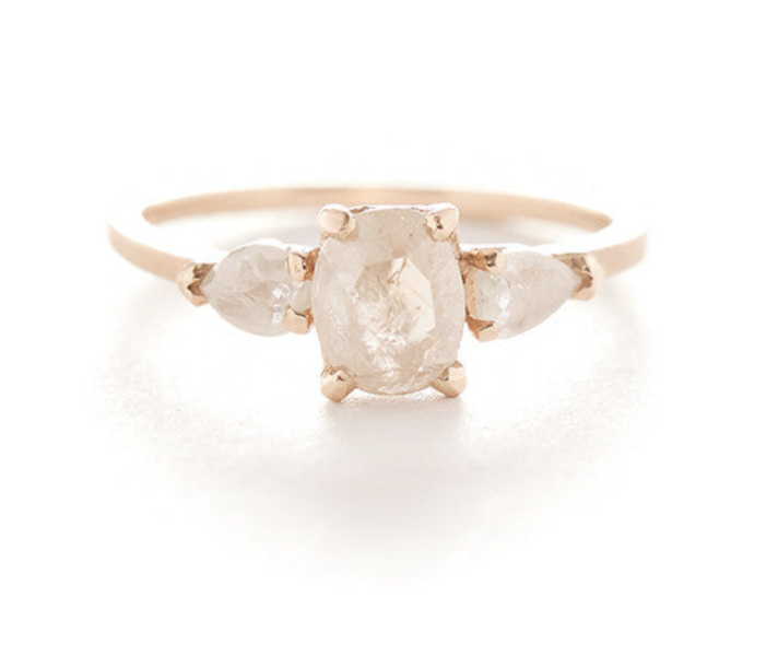 Facet Three Stone Opaque Diamond Ring