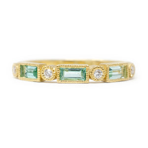 Dash and Dot Baguette Emerald Ring