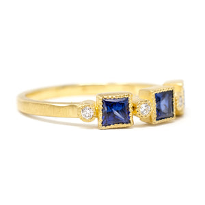 Blockette Three Square Sapphire Ring