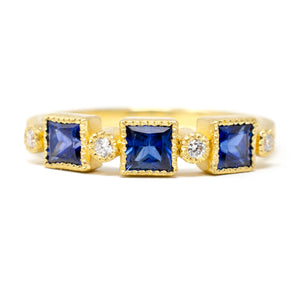 Blockette Three Square Sapphire Ring