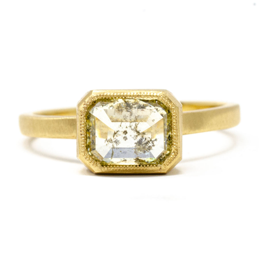 Golden Green Diamond Ring
