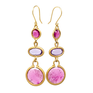 Clover Tourmaline Amethyst Duster Earrings