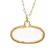 Clover Oblong Quartz Pendant Long Necklace