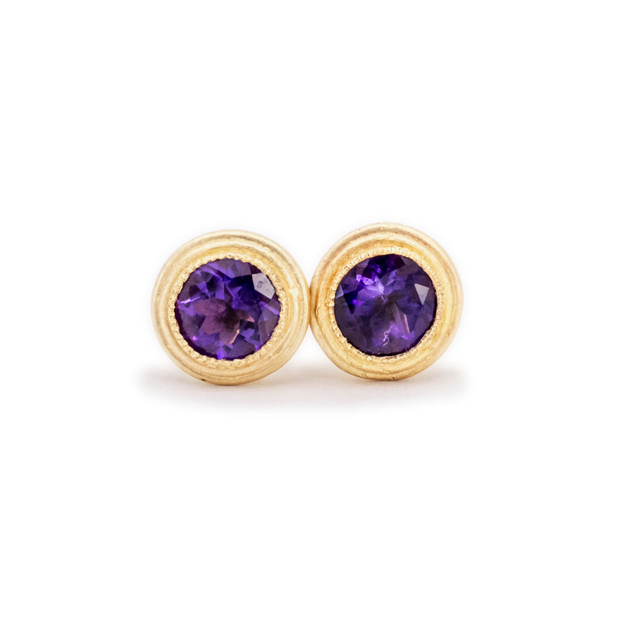 Classic Clover Stud Amethyst Earrings