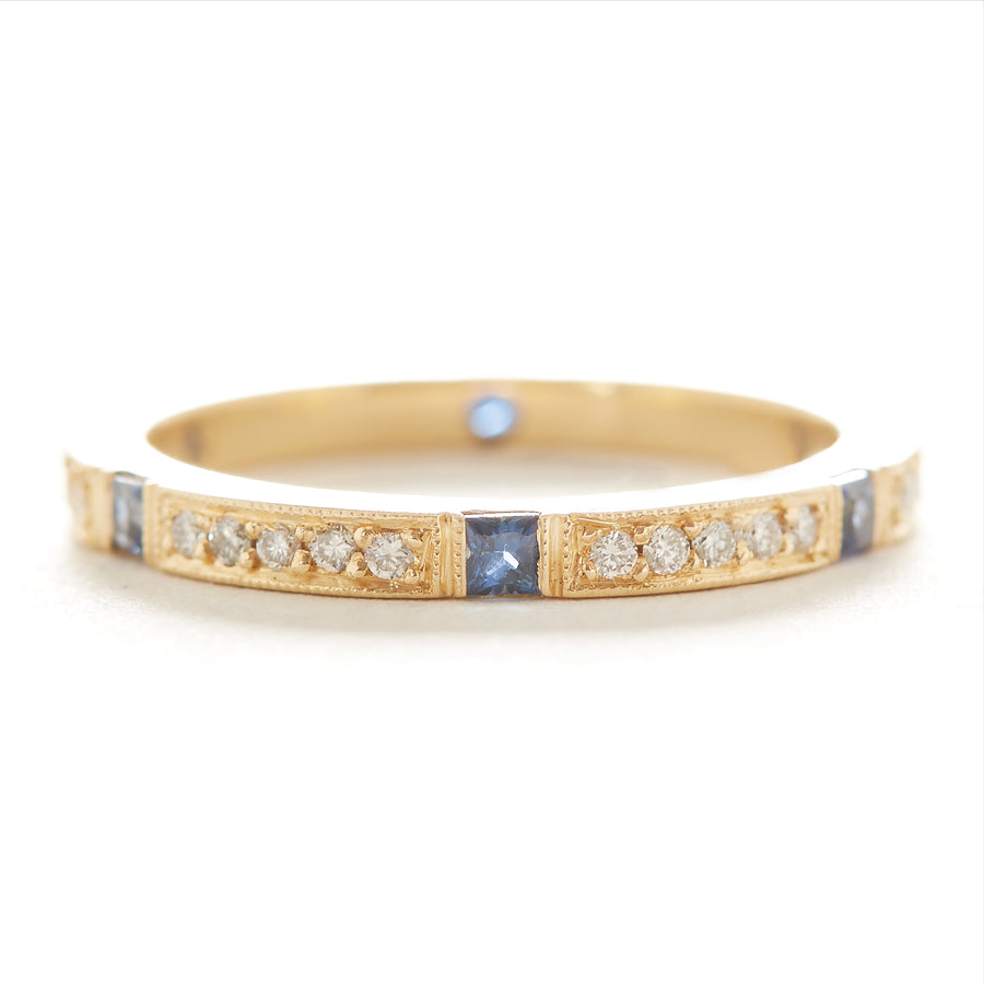 Eternity Square Sapphire Diamond Pave Band
