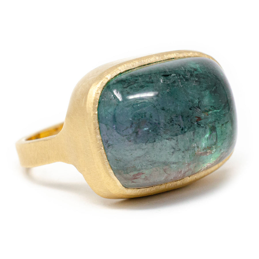 Fault Line Cabochon Watermelon Tourmaline Ring
