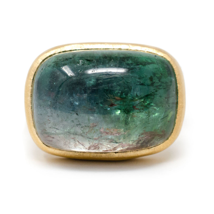 Fault Line Cabochon Watermelon Tourmaline Ring