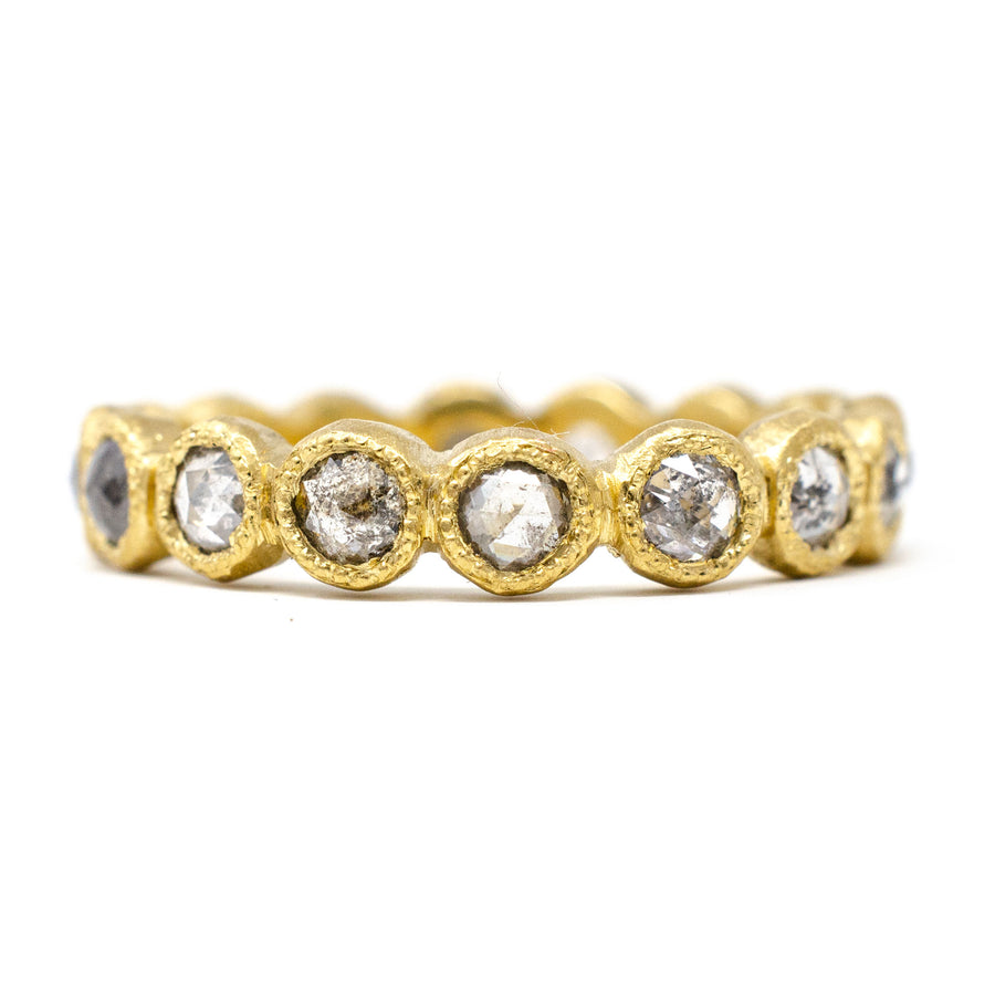 Salt and Pepper Diamond  Beads Ring