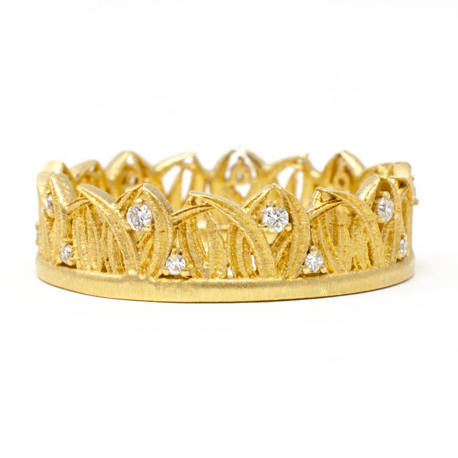 Blades of Grass Diamond Dewdrop Band