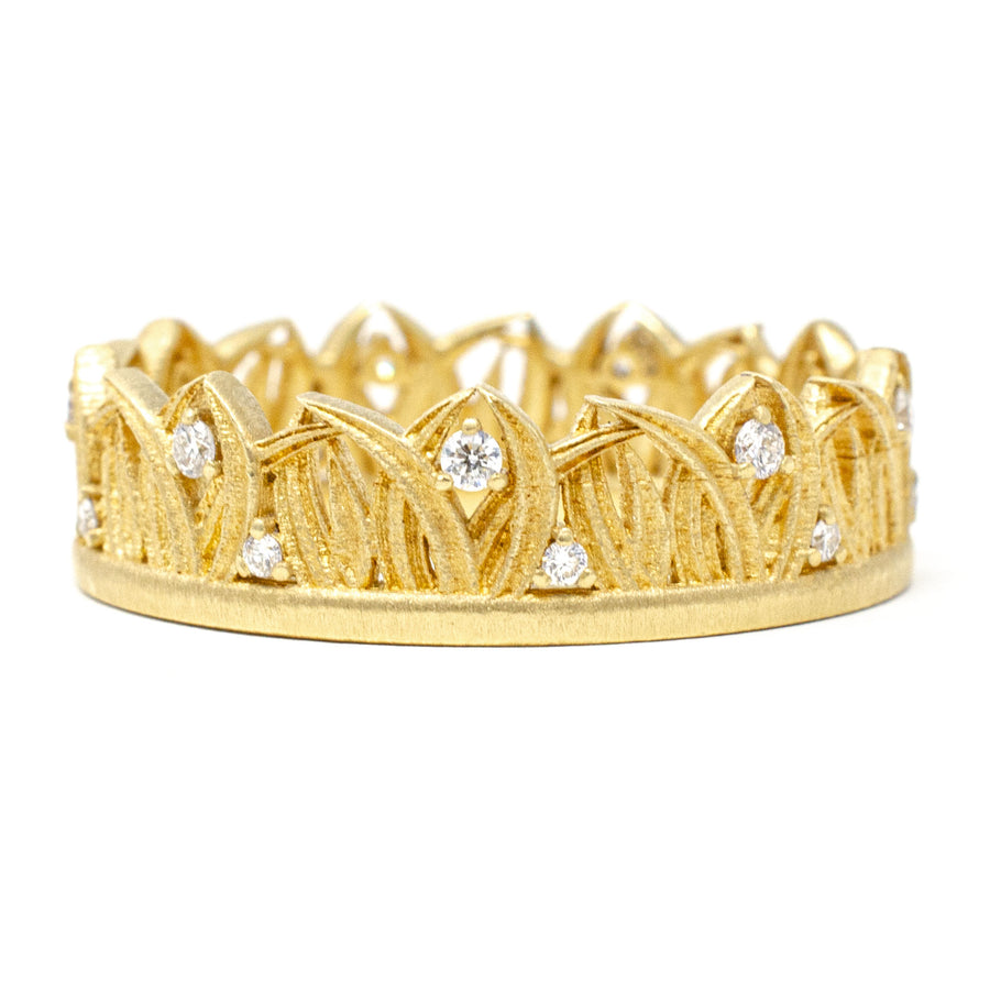 Blades of Grass Diamond Dewdrop Band