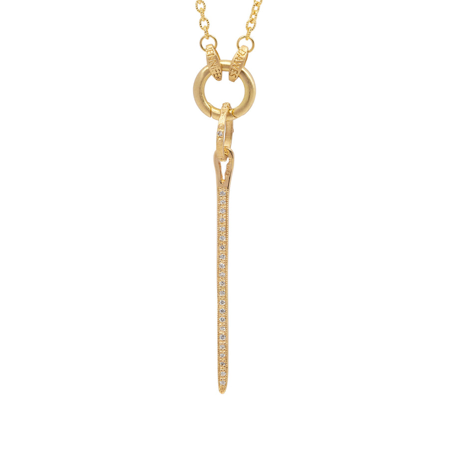 Gold necklace with a pendant on a white background