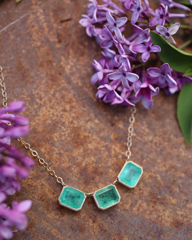 Too Good Trinity Emerald Necklace