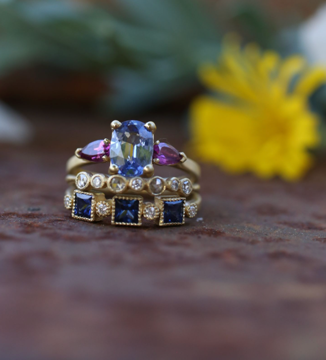 Facet Sapphire Garnet Ring