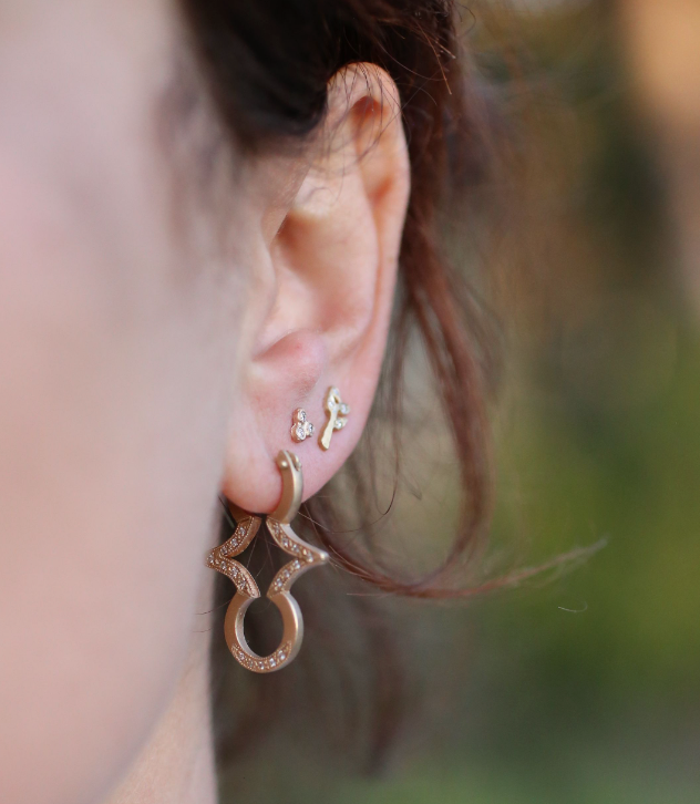 Spare No Spear Diamond  Hoop Earrings