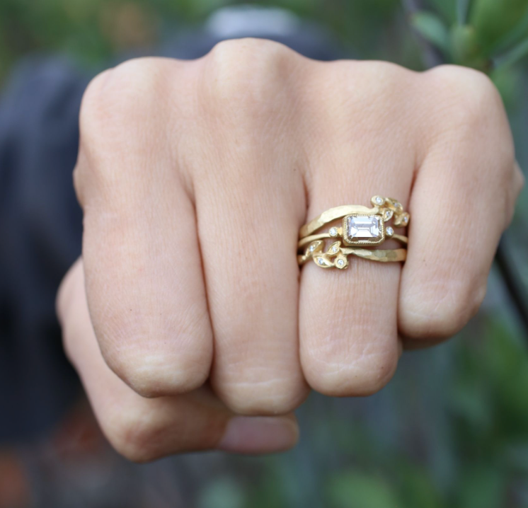 Vine Diamond Petal Ring