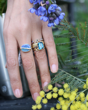 Brahman Blue Topaz Pave Cocktail Ring