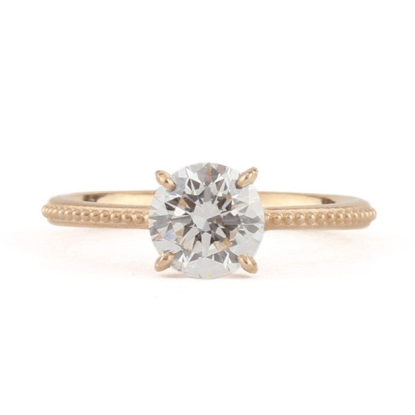 Clover Bead Solitair Ring with 1 Carat Lab Grown Diamond