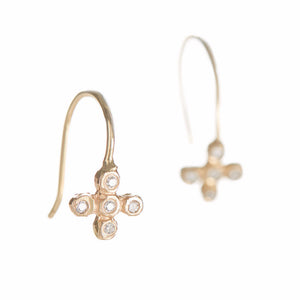 Dewdrop Diamond Cross Earrings