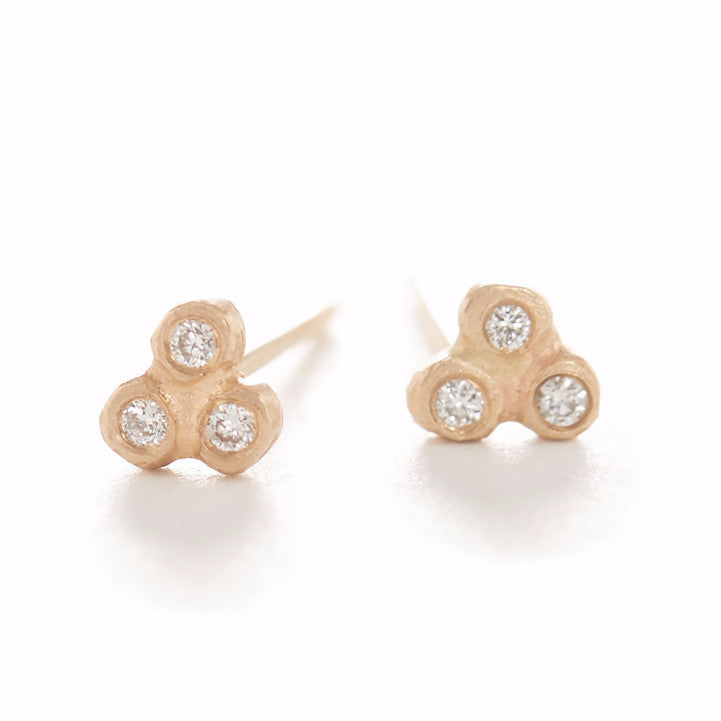 Dewdrop Diamond Tri-Cluster Stud Earrings