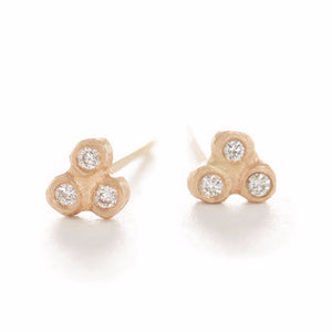 Dewdrop Diamond Tri-Cluster Stud Earrings