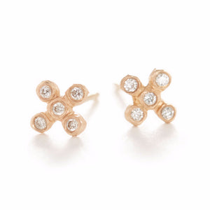 Dewdrop Diamond Cross Stud Earrings