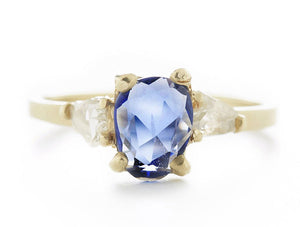 Asymmetrical Blue Sapphire Diamond Ring
