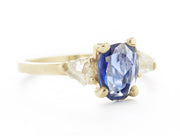 Asymmetrical Blue Sapphire Diamond Ring