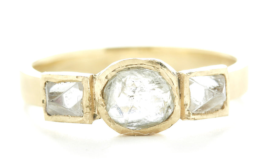Asymmetrical Three Raw Diamond Ring