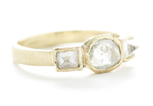 Asymmetrical Three Raw Diamond Ring