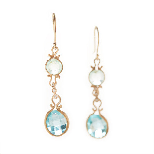 Asymmetrical Emerald Apatite Drop Earrings
