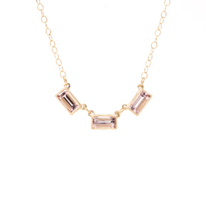 Trinity Emerald Cut Morganite Necklace