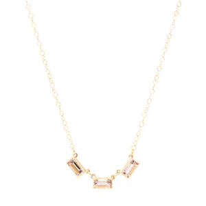 Trinity Emerald Cut Morganite Necklace