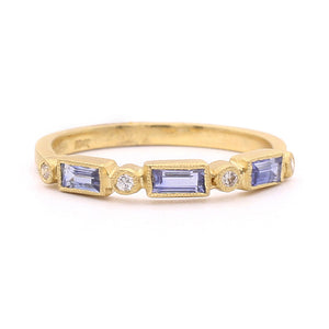 Dash and Dot Baguette Blue Sapphire Ring
