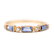 Blue Dot and Dash Baguette Blue Sapphire Ring