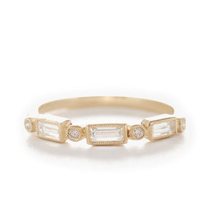 Blockette White Diamond Baguette Ring