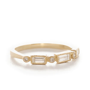 Blockette White Diamond Baguette Ring