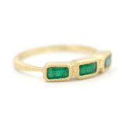 Three's a Charm Emerald Cut Emerald Ring