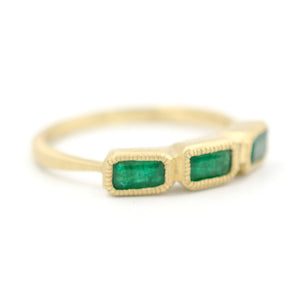 Three's a Charm Emerald Cut Emerald Ring